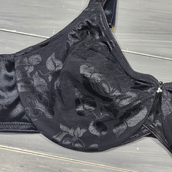Vintage Sears Bra Underwire Black Floral 38C - Picture 4 of 9